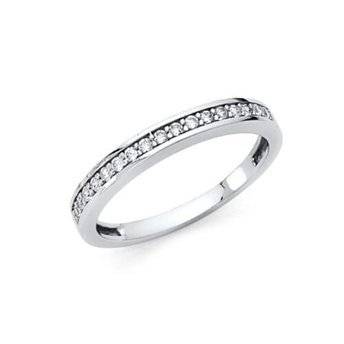 14K White Gold Cubic Zirconia Ladies Wedding Band
