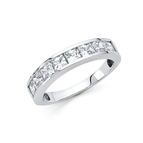 14K White Gold Cubic Zirconia Ladies Wedding Band