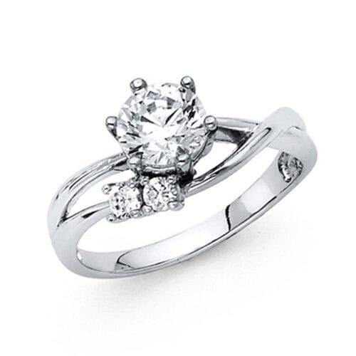 14K White Gold Cubic Zirconia Engagement Ring
