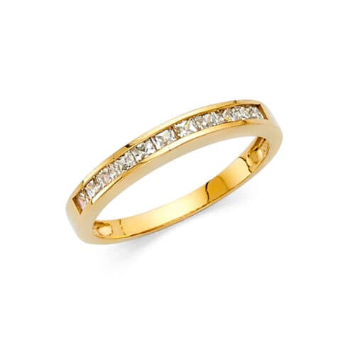 14K Yellow Gold Cubic Zirconia Ladies Wedding Band