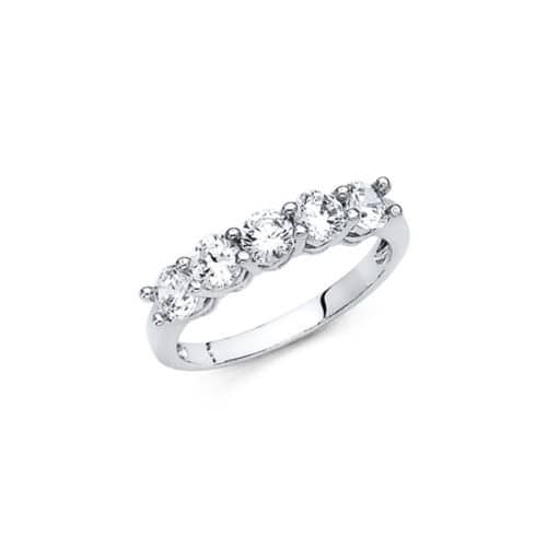 14K White Gold Cubic Zirconia Ladies Wedding Band