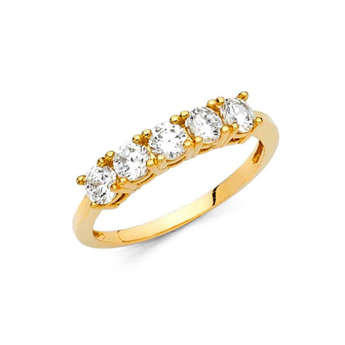 14K Yellow Gold Cubic Zirconia Ladies Wedding Band