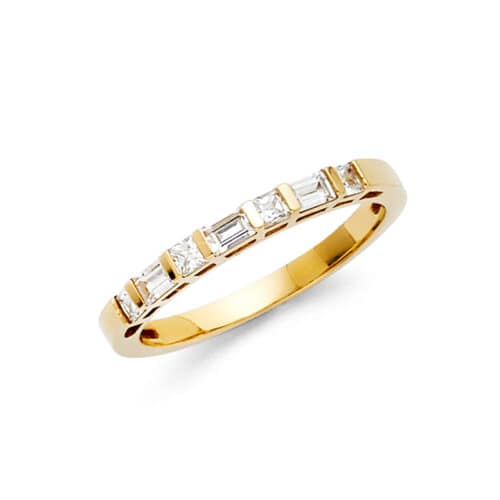 14K Yellow Gold Cubic Zirconia Ladies Wedding Band
