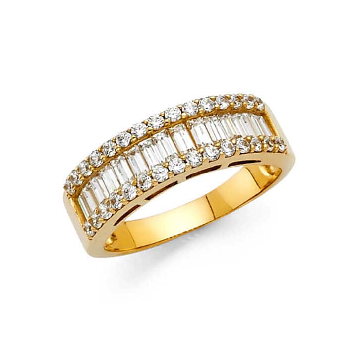 14K Yellow Gold Cubic Zirconia Ladies Wedding Band