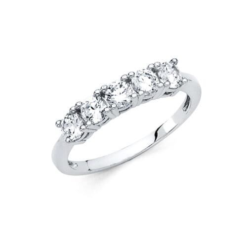 14K White Gold Cubic Zirconia Ladies Wedding Band