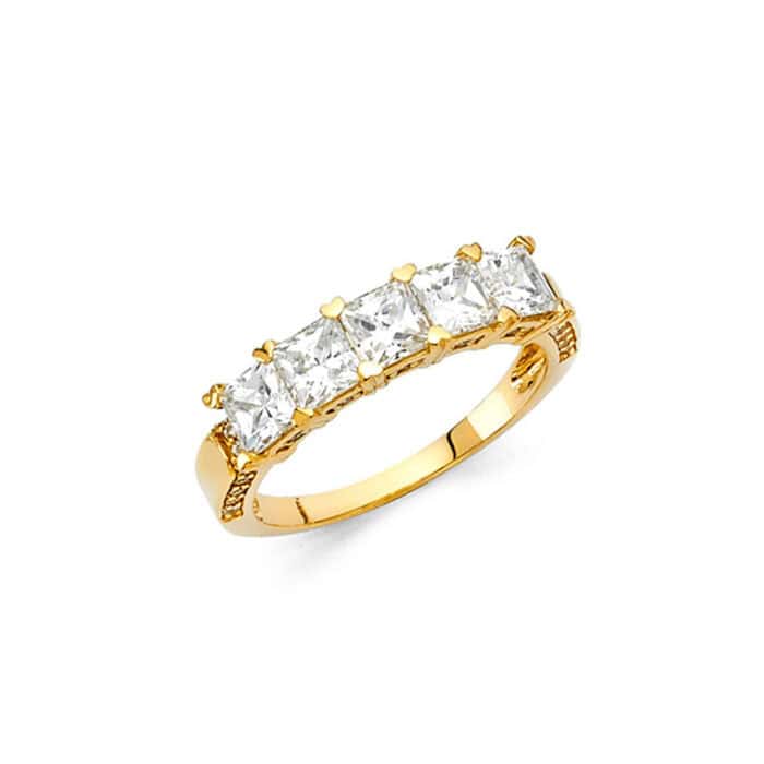 14K Yellow Gold Cubic Zirconia Ladies Wedding Band