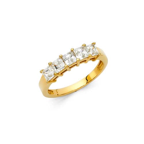 14K Yellow Gold Cubic Zirconia Ladies Wedding Band
