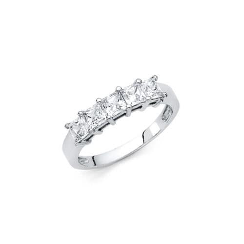 14K White Gold Cubic Zirconia Ladies Wedding Band