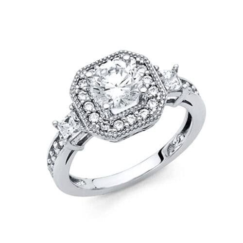 14K White Gold Cubic Zirconia Engagement Ring