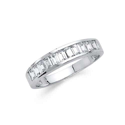 14K White Gold Cubic Zirconia Ladies Wedding Band