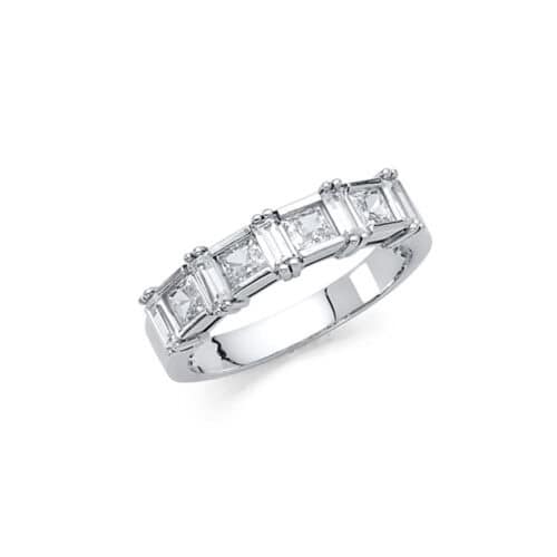 14K White Gold Cubic Zirconia Ladies Wedding Band