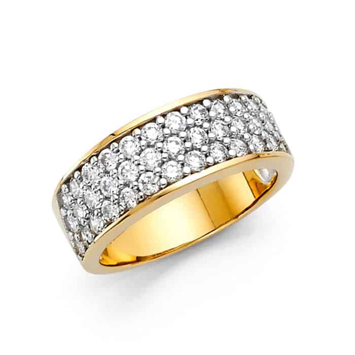 14K Yellow Gold Cubic Zirconia Ladies Wedding Band