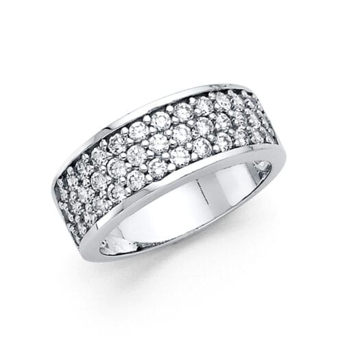 14K White Gold Cubic Zirconia Ladies Wedding Band