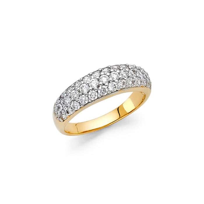 14K Yellow Gold Cubic Zirconia Ladies Wedding Band