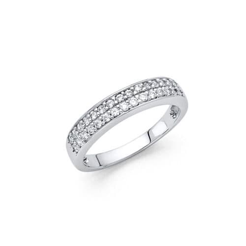 14K White Gold Cubic Zirconia Ladies Wedding Band