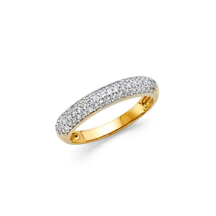 14K Yellow Gold Cubic Zirconia Ladies Wedding Band