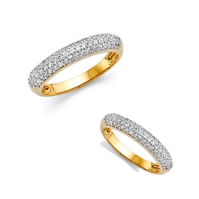 14K Yellow Gold Cubic Zirconia Ladies Wedding Band - Image 4