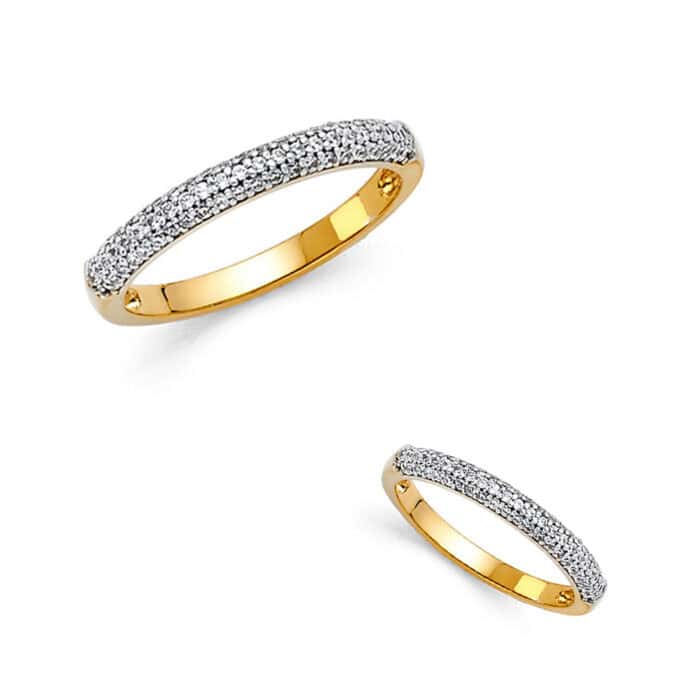 14K Yellow Gold Cubic Zirconia Ladies Wedding Band - Image 4