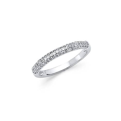 14K White Gold Cubic Zirconia Ladies Wedding Band