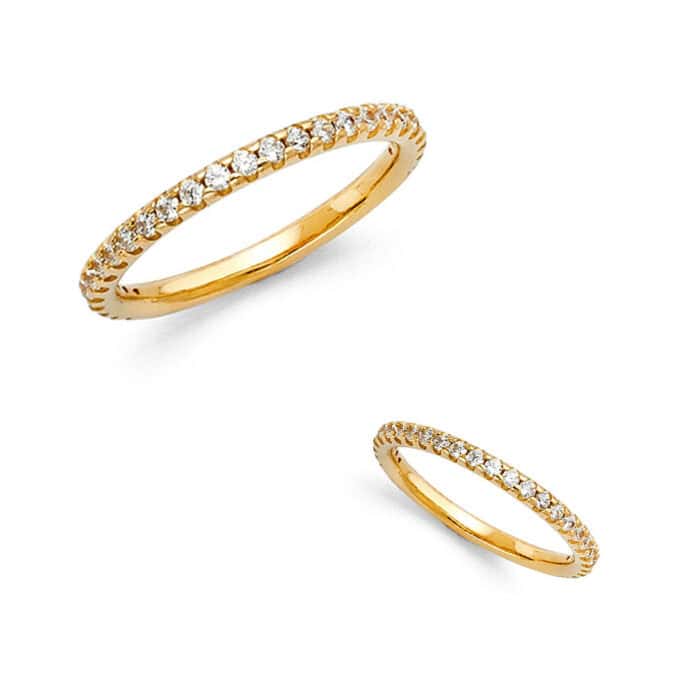 14K Yellow Gold Cubic Zirconia Ladies Wedding Band - Image 4