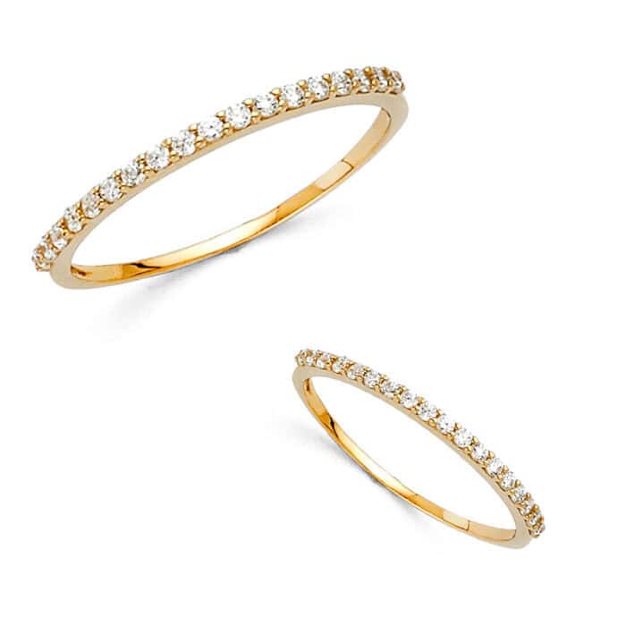 14K Yellow Gold Cubic Zirconia Ladies Wedding Band - Image 3