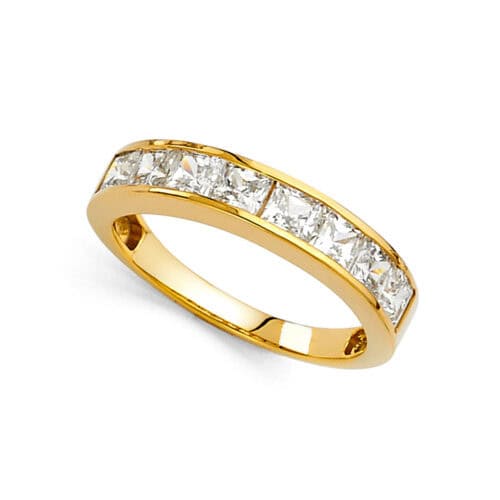 14K Yellow Gold Cubic Zirconia Ladies Wedding Band