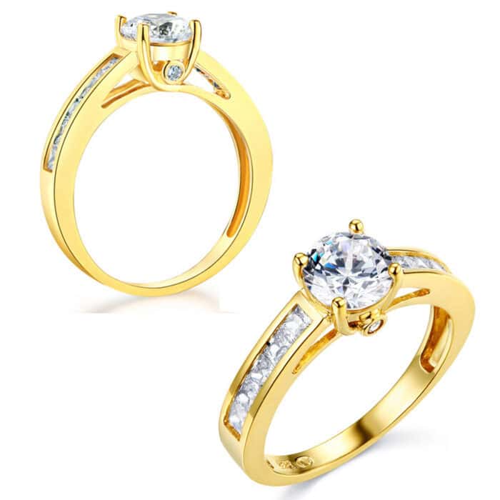 14K Yellow Gold Cubic Zirconia Engagement Ring - Image 3