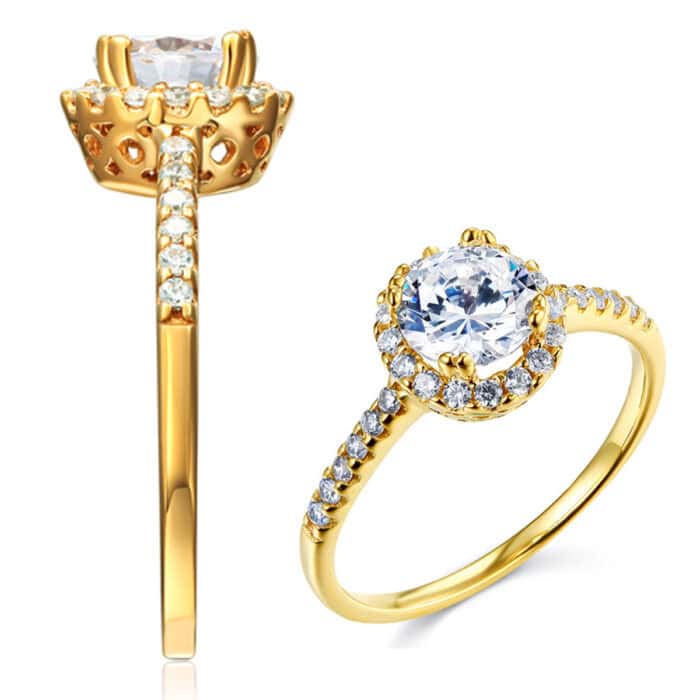 14K Yellow Gold Cubic Zirconia Engagement Ring - Image 4