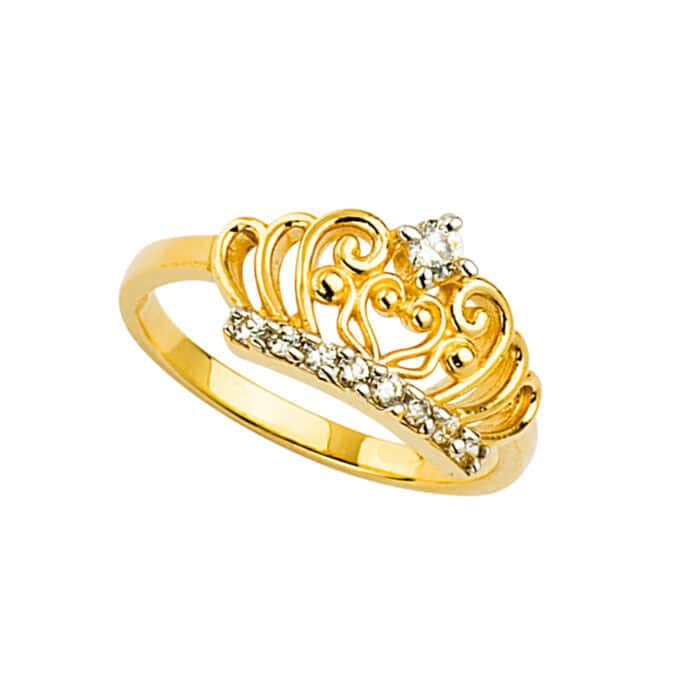 14K Yellow Gold Cubic Zirconia Crown Baby Ring - Image 3