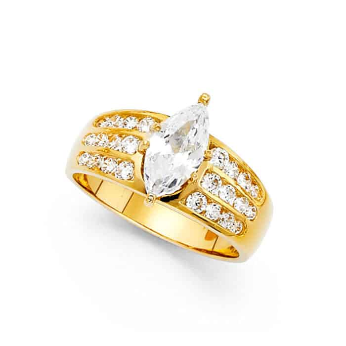 14K Yellow Gold Cubic Zirconia Engagement Ring - Image 2