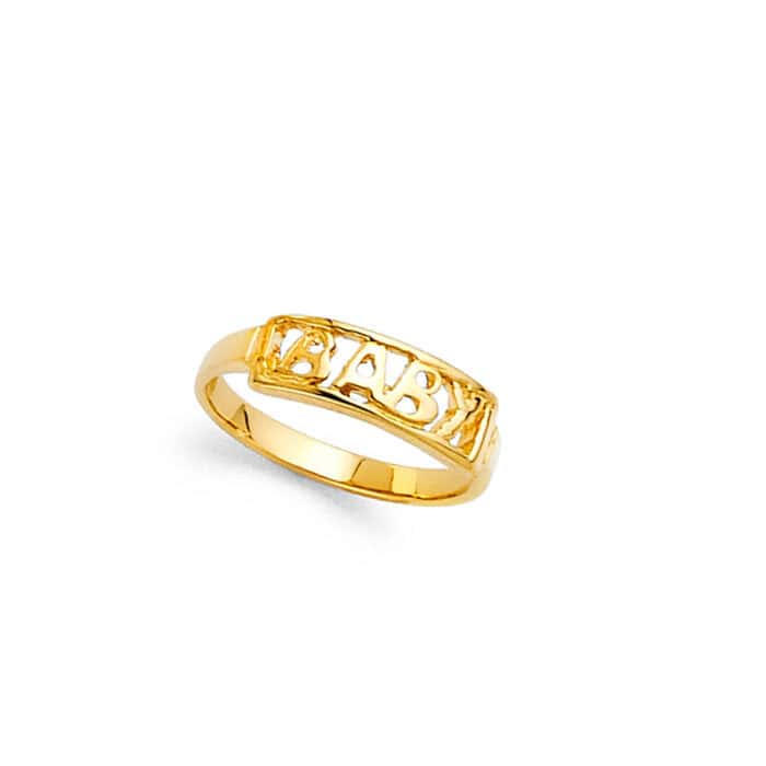 14K Yellow Gold Cubic Zirconia Babies Ring - Image 3
