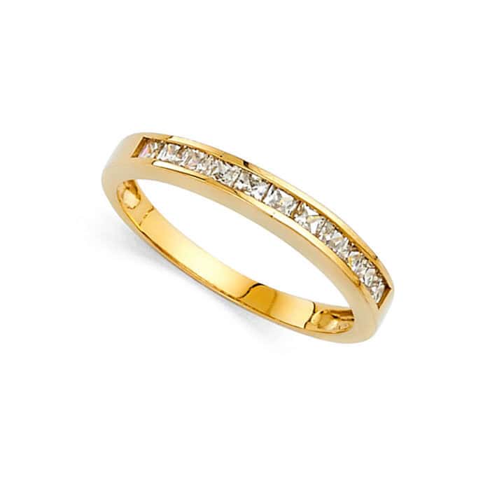 14K Yellow Gold Cubic Zirconia Ladies Wedding Band - Image 2
