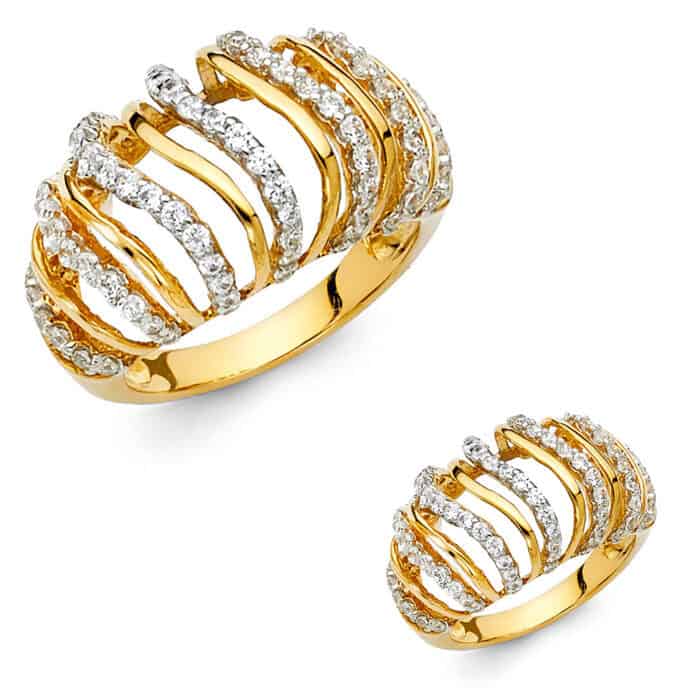 14K Yellow Gold Fancy Cubic Zirconia Ring - Image 3