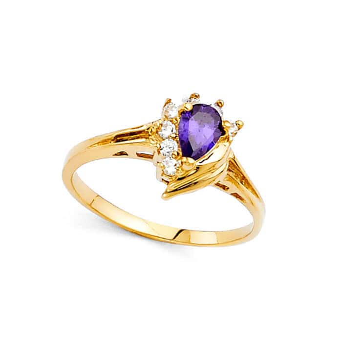 14K Yellow Gold Ladies Fancy Cubic Zirconia Ring - Image 2
