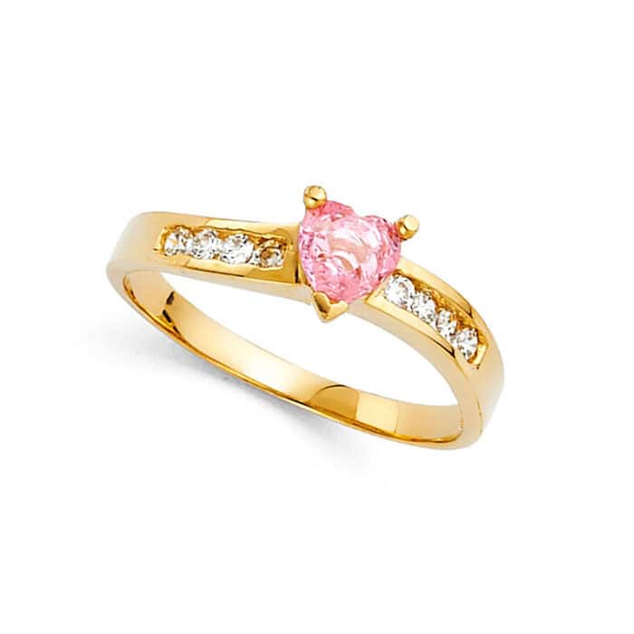 14K Yellow Gold Ladies Fancy Cubic Zirconia Ring - Image 2