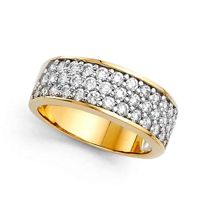 14K Yellow Gold Cubic Zirconia Ladies Wedding Band - Image 2