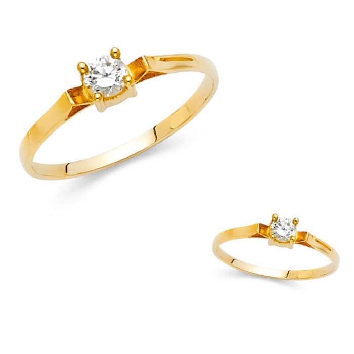 14K Yellow Gold Ladies Fancy Cubic Zirconia Ring - Image 3