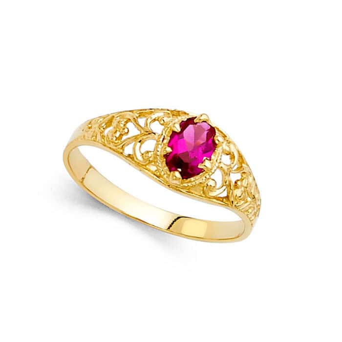 14K Yellow Gold Cubic Zirconia Fancy Ring - Image 2