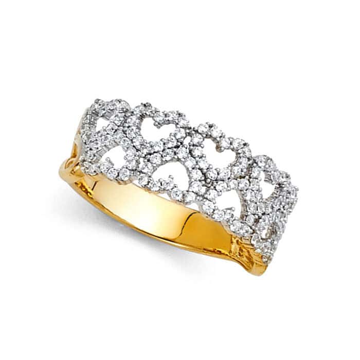 14K Yellow Gold Cubic Zirconia Fancy Ring - Image 2