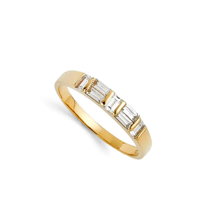 14K Yellow Gold Cubic Zirconia Ladies Wedding Band - Image 2