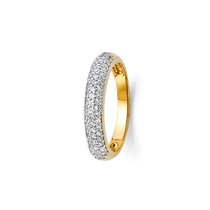 14K Yellow Gold Cubic Zirconia Ladies Wedding Band - Image 3