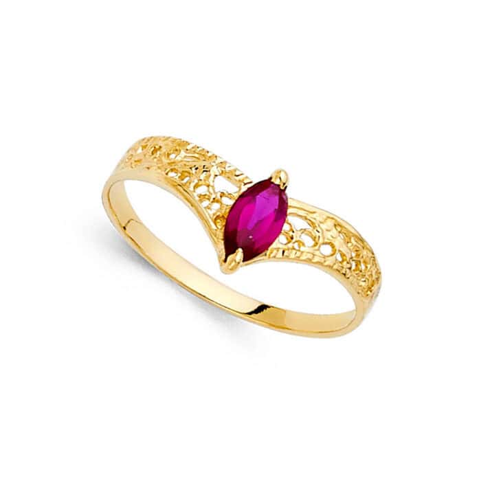 14K Yellow Gold Cubic Zirconia Fancy Ring - Image 2