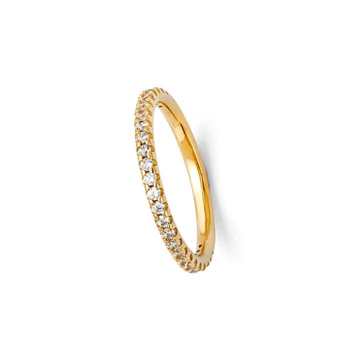 14K Yellow Gold Cubic Zirconia Ladies Wedding Band - Image 3