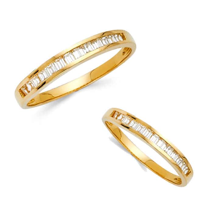 14K Yellow Gold Cubic Zirconia Ladies Wedding Band Only - Image 3