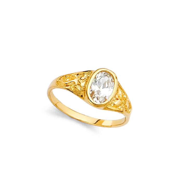14K Yellow Gold Cubic Zirconia Babies Ring - Image 3