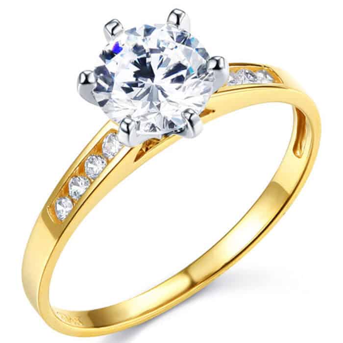 14K Yellow Gold Cubic Zirconia Engagement Ring