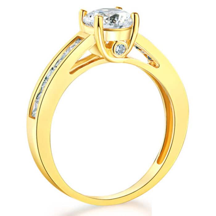 14K Yellow Gold Cubic Zirconia Engagement Ring - Image 2