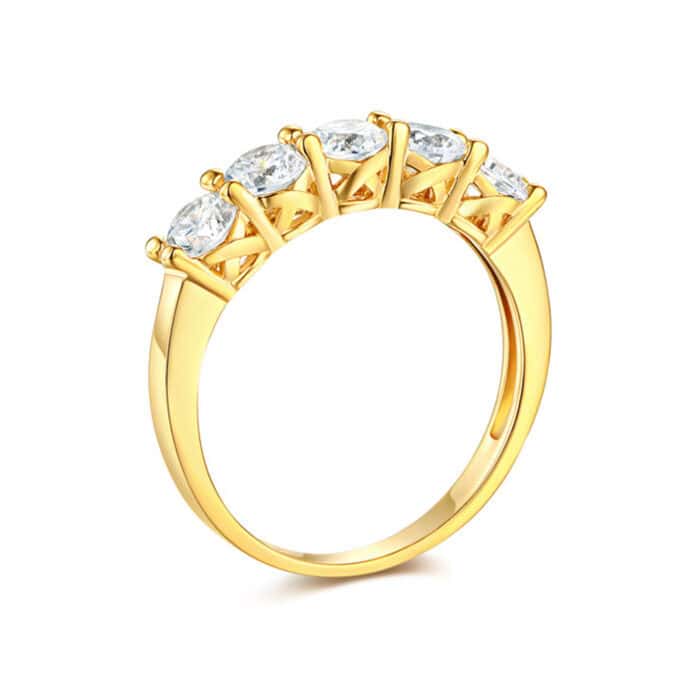 14K Yellow Gold Cubic Zirconia Ladies Wedding Band - Image 2