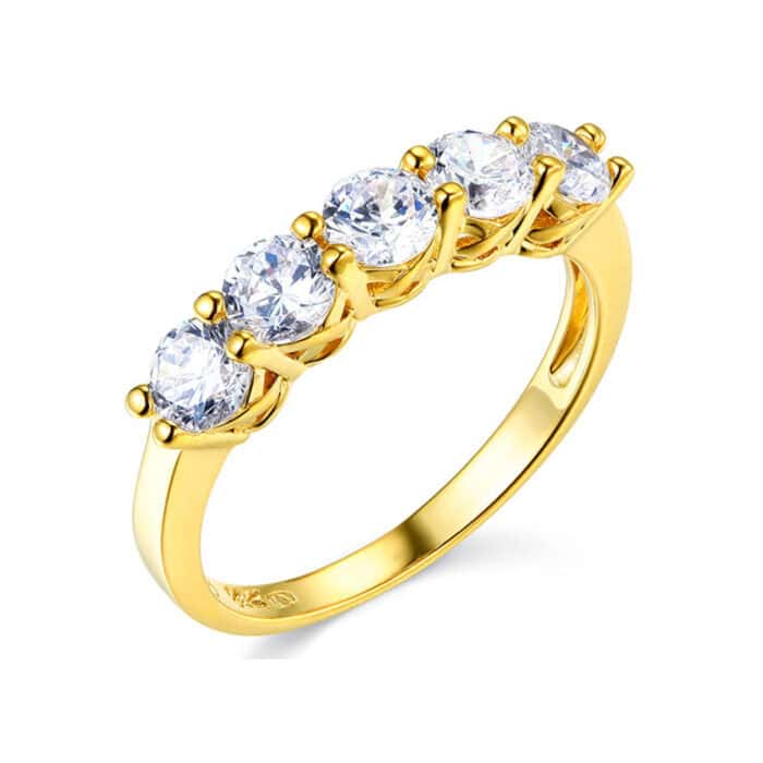 14K Yellow Gold Cubic Zirconia Ladies Wedding Band
