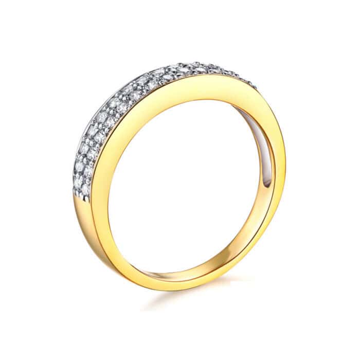 14K Yellow Gold Cubic Zirconia Ladies Wedding Band - Image 2